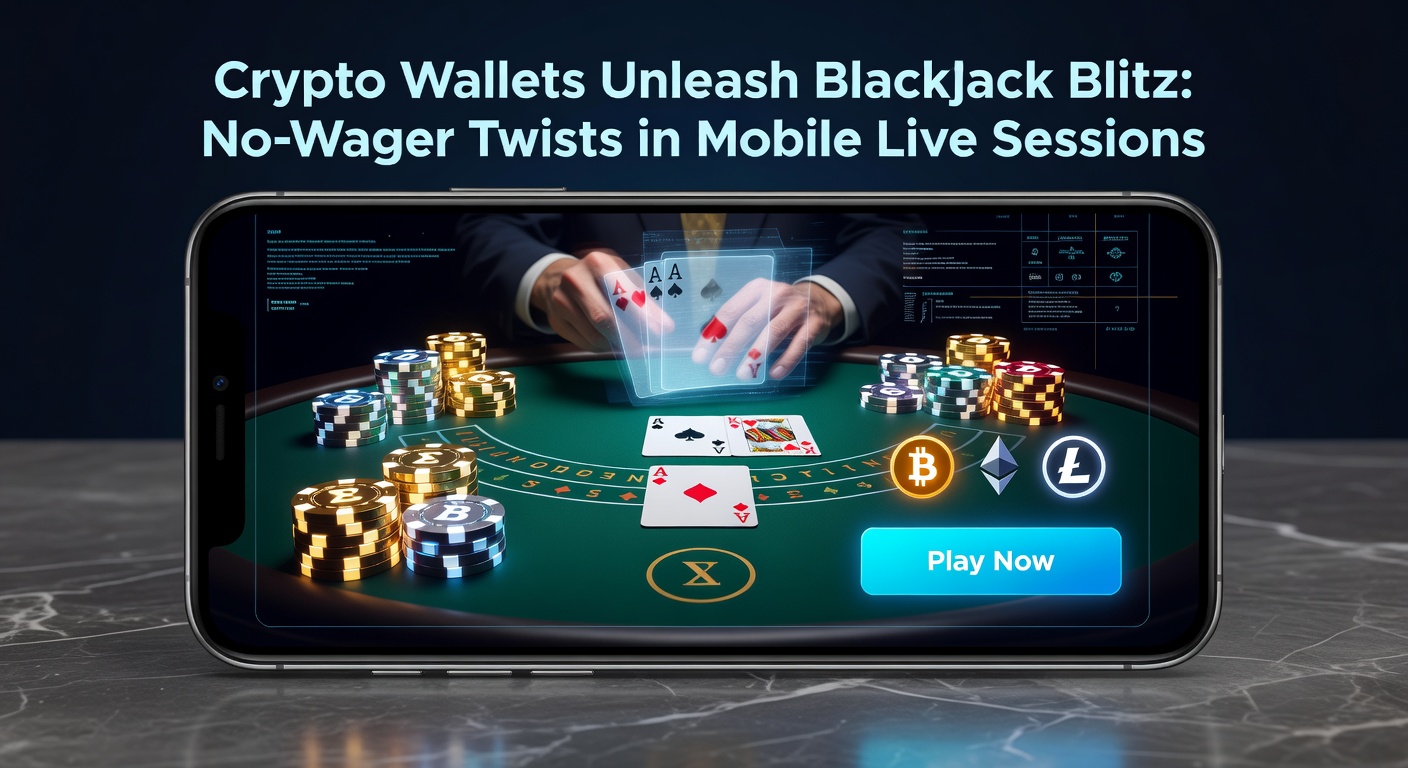 Nahaufnahme eines Tablets mit laufender Blackjack-Blitz-Live-Session, Crypto-Transaktionsbestätigung und No-Wager-Bonus-Pop-up, mit Dealer im Hintergrund