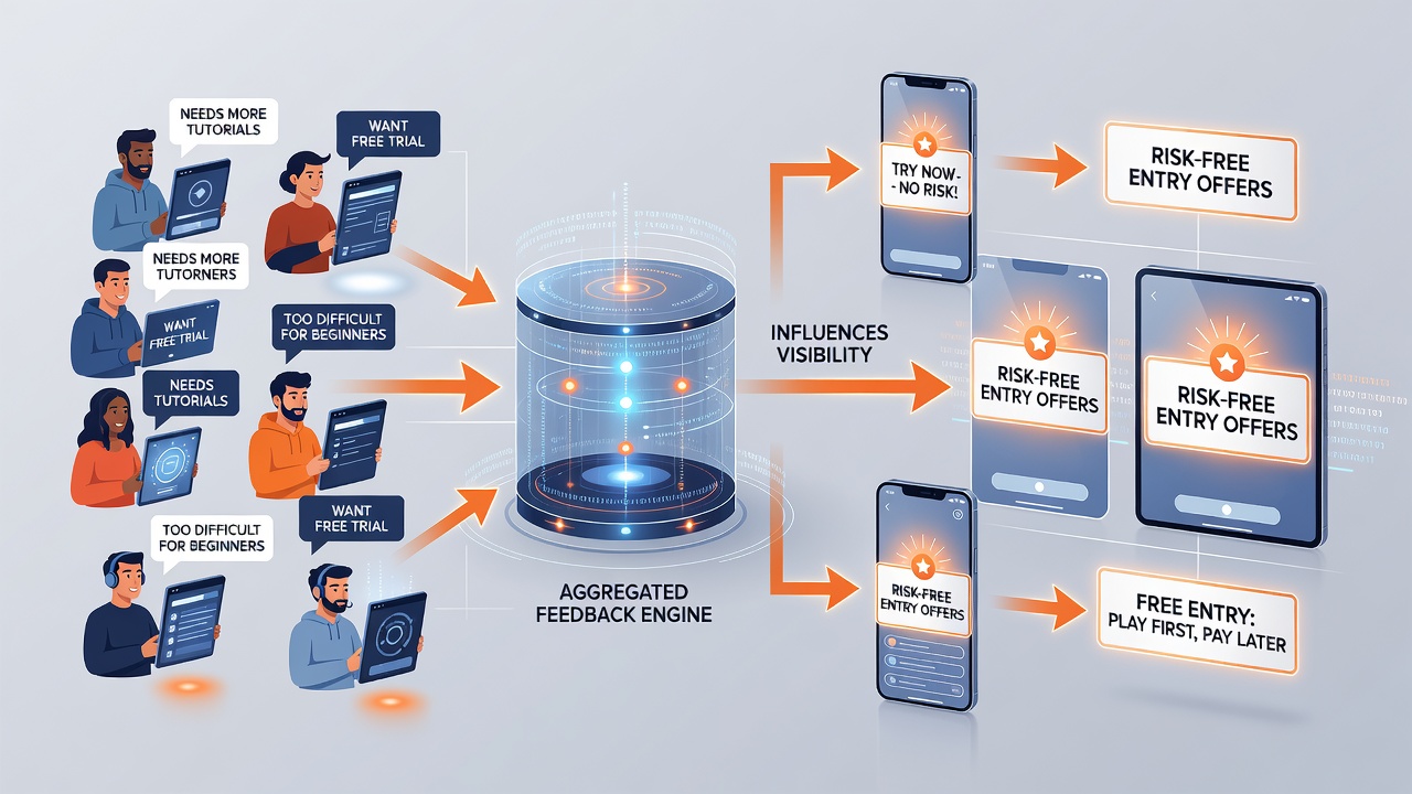 Mobile Schnittstellen mit angepassten Bonusdarstellungen basierend auf Feedback