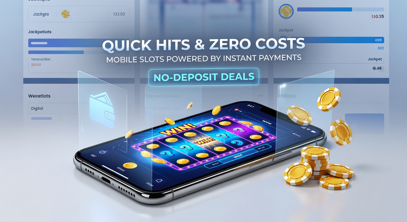 Detaillierte Darstellung eines Mobile-Slot-Spiels mit No-Deposit-Bonus-Pop-up und Instant-Payment-Bestätigung, inklusive Gewinnanimationen